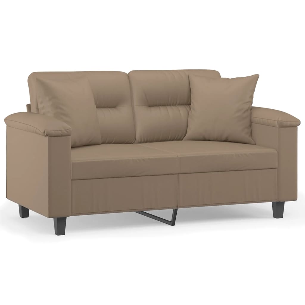 Vidaxl sofá de 2 plazas con cojines cuero sintético capuchino 120 cm