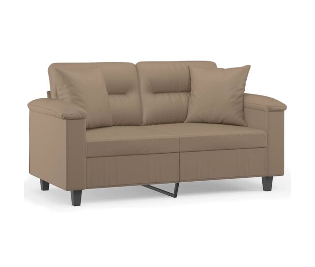 Vidaxl sofá de 2 plazas con cojines cuero sintético capuchino 120 cm