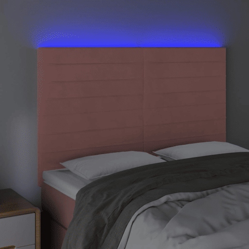 vidaXL Cabeceira de cama c luzes LED veludo 144x5x118128 cm rosa vidaXL Cabeceira de cama c luzes LED veludo 144x5x118128 cm rosa