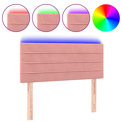 vidaXL Cabeceira de cama c luzes LED veludo 100x5x7888 cm rosa vidaXL Cabeceira de cama c luzes LED veludo 100x5x7888 cm rosa