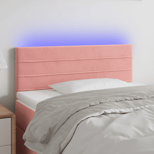 vidaXL Cabeceira de cama c luzes LED veludo 100x5x7888 cm rosa vidaXL Cabeceira de cama c luzes LED veludo 100x5x7888 cm rosa