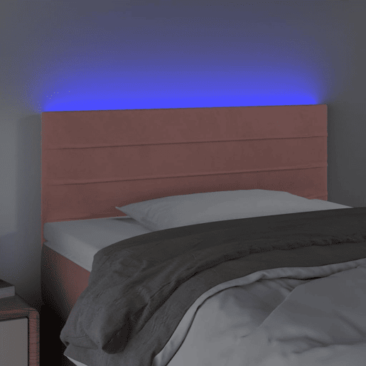 vidaXL Cabeceira de cama c luzes LED veludo 100x5x7888 cm rosa vidaXL Cabeceira de cama c luzes LED veludo 100x5x7888 cm rosa
