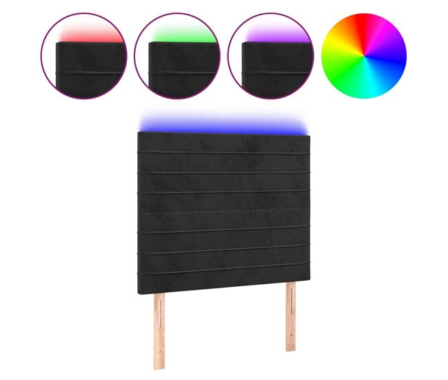 Vidaxl cabecero con luces led terciopelo negro 90x5x118/128 cm