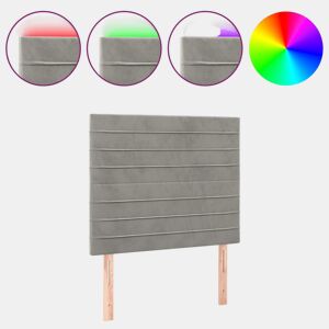 vidaXL Cabeceira cama c luzes LED veludo 80x5x118128cm cinza-claro