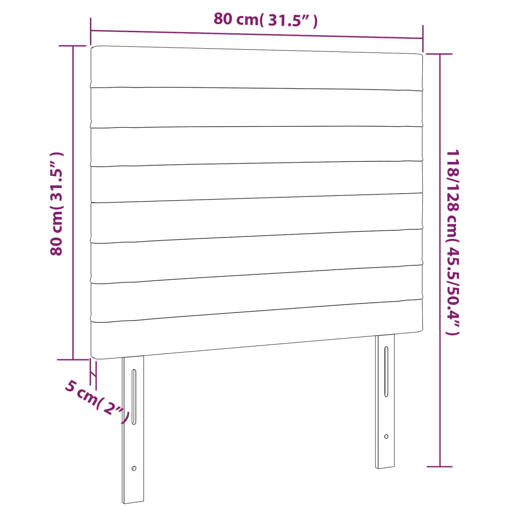vidaXL Cabeceira cama c luzes LED veludo 80x5x118128cm cinza-claro