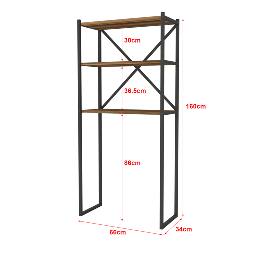 Prateleira alta Askersund para máquina de lavar roupa em aglomeradometal 160 x 66 x 34 cm efeito nogueira en.casa