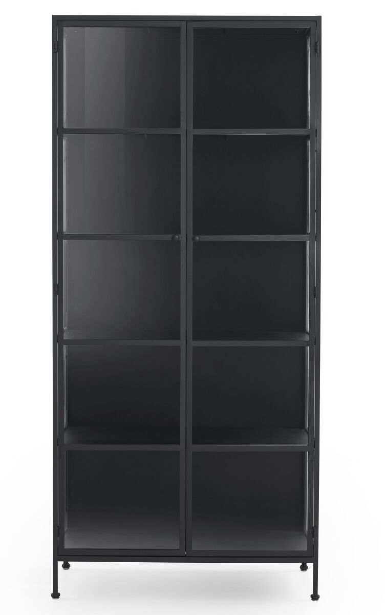 Vitrina alta puertas y laterales de cristal con estructura de metal