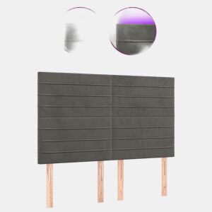 vidaXL Cabeceira de cama c LED veludo 144x5x118128 cm cinza-escuro