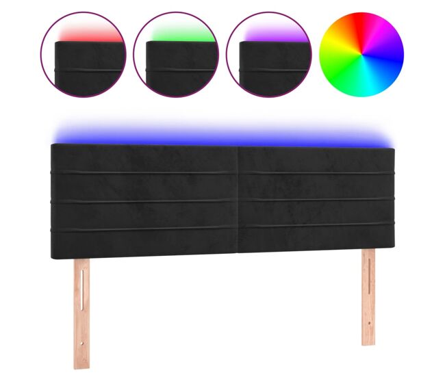 Vidaxl cabecero con led de terciopelo negro 144x5x78/88 cm