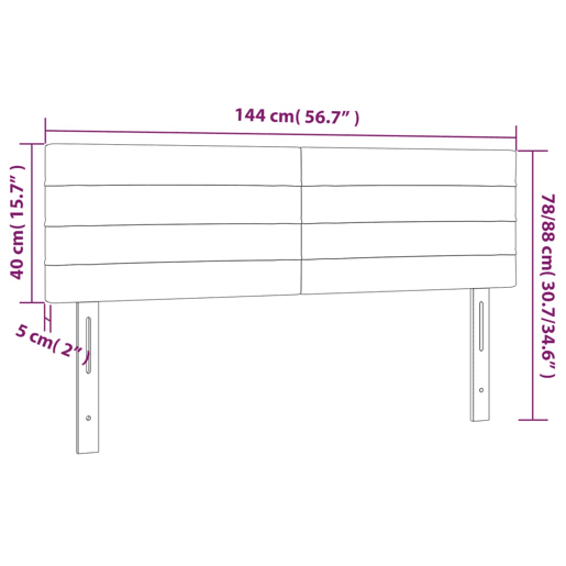 vidaXL Cabeceira de cama c luzes LED veludo 144x5x7888 cm preto