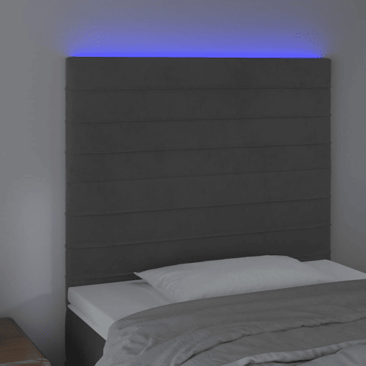 vidaXL Cabeceira de cama c LED veludo 80x5x118128 cm cinza-escuro vidaXL Cabeceira de cama c LED veludo 80x5x118128 cm cinza-escuro