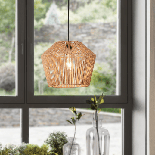 Candeeiro suspenso Sela metal + corda 158 x Ø 33 cm - Preto e Bege lux.pro lux.pro.