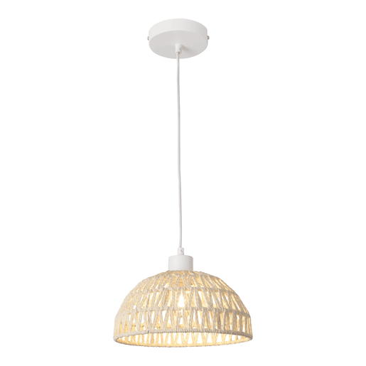 Candeeiro suspenso Alton regulável em altura metal + rotim 1xE27 - Brancolux.pro