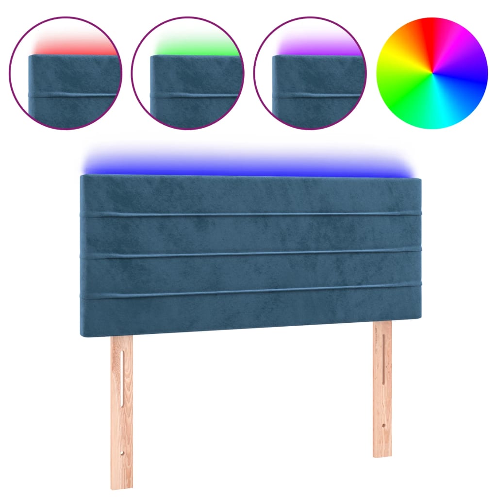 Vidaxl cabecero con led de terciopelo azul oscuro 90x5x78/88 cm