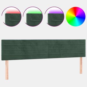 vidaXL Cabeceira de cama cluzes LED veludo 180x5x7888cm verde-escuro