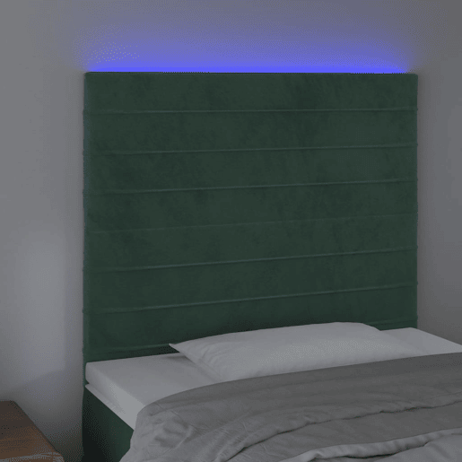 vidaXL Cabeceira de cama c LED veludo 80x5x118128 cm verde-escuro vidaXL Cabeceira de cama c LED veludo 80x5x118128 cm verde-escuro