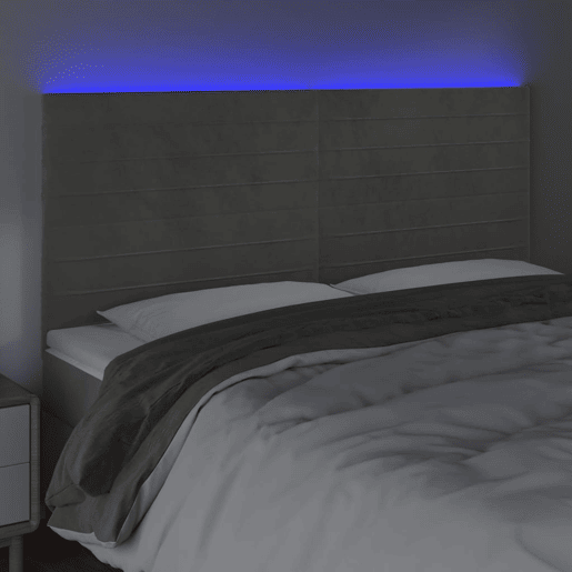 vidaXL Cabeceira cama c luzes LED veludo 200x5x118128cm cinza-claro vidaXL Cabeceira cama c luzes LED veludo 200x5x118128cm cinza-claro