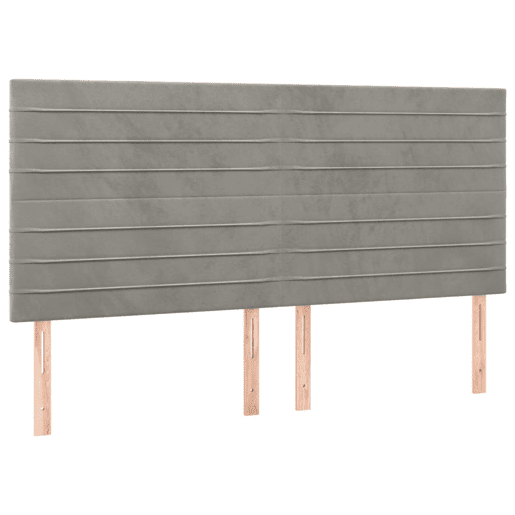 vidaXL Cabeceira cama c luzes LED veludo 200x5x118128cm cinza-claro vidaXL Cabeceira cama c luzes LED veludo 200x5x118128cm cinza-claro