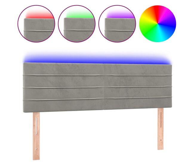 Vidaxl cabecero con led de terciopelo gris claro 144x5x78/88 cm