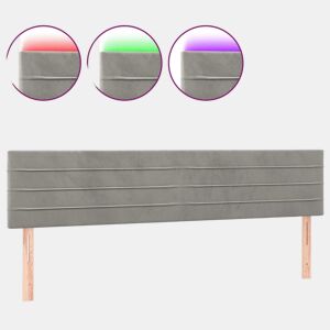 vidaXL Cabeceira de cama cluzes LED veludo 200x5x7888 cm cinza-claro