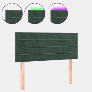 vidaXL Cabeceira de cama cluzes LED veludo 100x5x7888cm verde-escuro