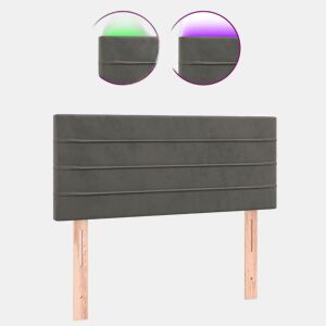 vidaXL Cabeceira de cama c luzes LED tecido 90x5x7888cm cinza-escuro