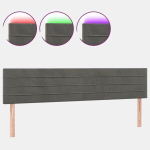 vidaXL Cabeceira de cama cluzes LED veludo 200x5x7888cm cinza-escuro