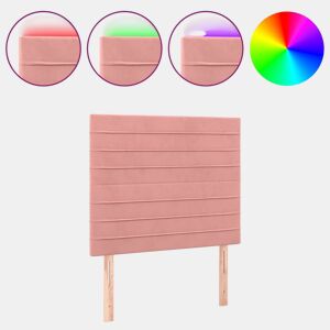 vidaXL Cabeceira de cama c luzes LED veludo 90x5x118128 cm rosa