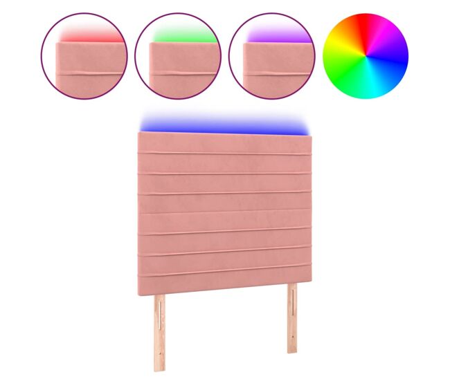 Vidaxl cabecero con luces led terciopelo rosa 90x5x118/128 cm