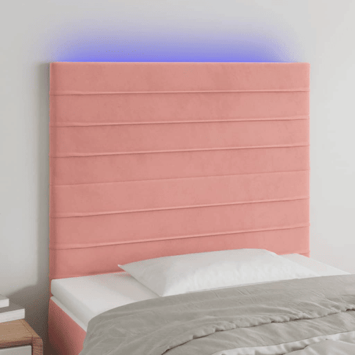 vidaXL Cabeceira de cama c luzes LED veludo 90x5x118128 cm rosa vidaXL Cabeceira de cama c luzes LED veludo 90x5x118128 cm rosa