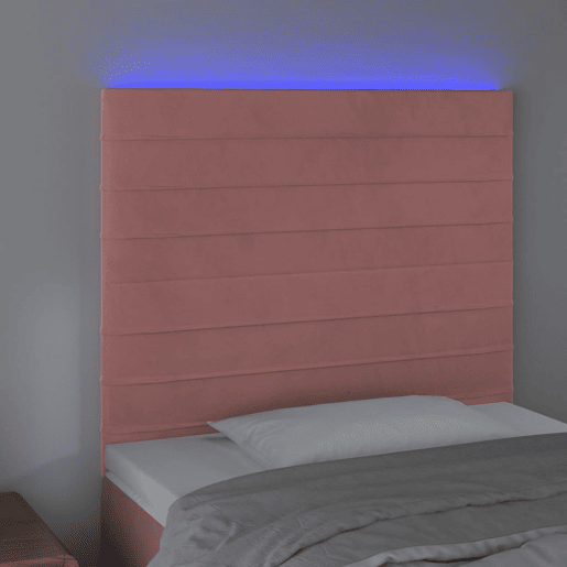 vidaXL Cabeceira de cama c luzes LED veludo 90x5x118128 cm rosa vidaXL Cabeceira de cama c luzes LED veludo 90x5x118128 cm rosa