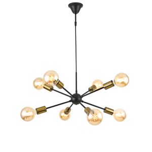 Candeeiro suspenso Amiens - 150 x Ø 56 cm - 8 x E27 - Metal - Preto e latão lux.pro.