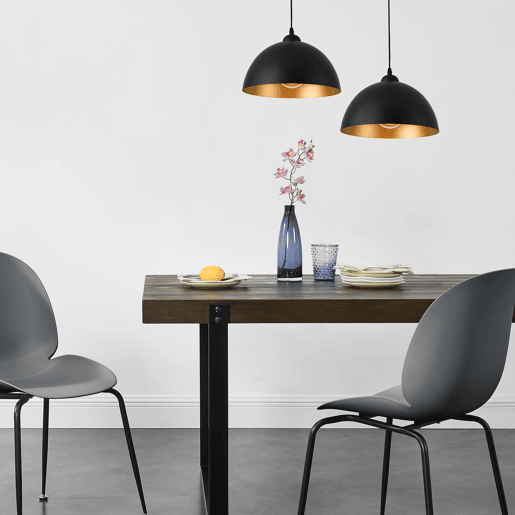 Conjunto de 2x Candeeiro suspenso Toulon - 145 x Ø 30 cm - E27 - 60W - Metal - Preto e dourado lux.pro.