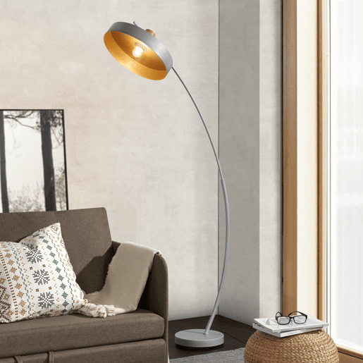 Candeeiro de pé moderno Stafford 1x E27 60 W metal 159 x 75 x 35 cm - Cinzento lux.pro lux.pro.