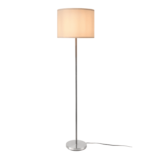 Candeeiro de pé 'Tamworth' E27 60W metal tecido 161 x Ø 40 cm - branco e prateadolux.pro