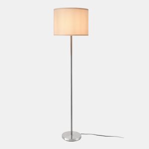 Candeeiro de pé 'Tamworth' E27 60W metal tecido 161 x Ø 40 cm - branco e prateadolux.pro
