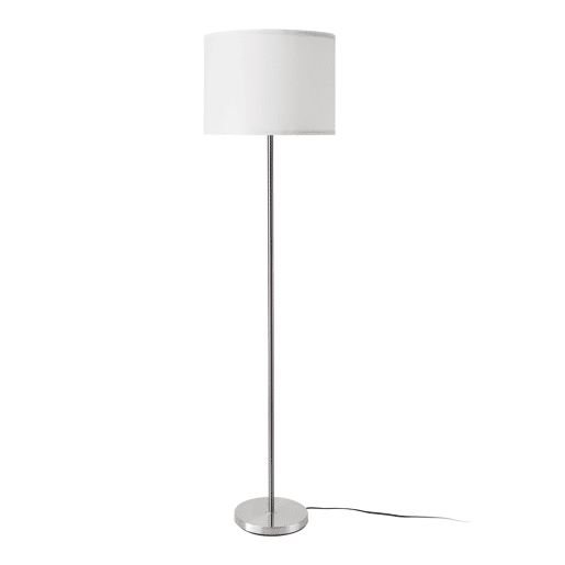 Candeeiro de pé 'Tamworth' E27 60W metal tecido 161 x Ø 40 cm - branco e prateadolux.pro
