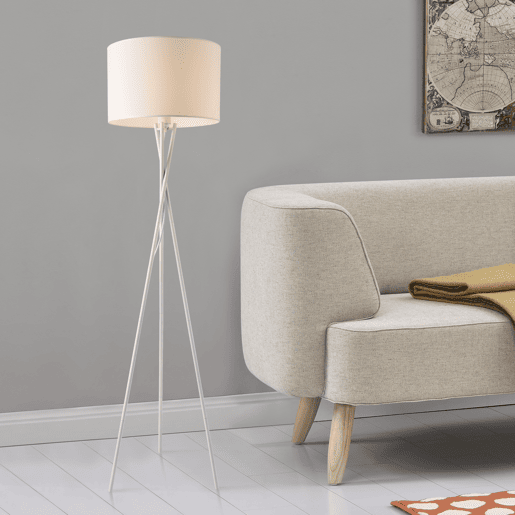 Candeeiro de pé Grenoble - Tripé - 154 x Ø38 cm - Tecido metálico - branco - 1 x E27 - 60W lux.pro lux.pro.