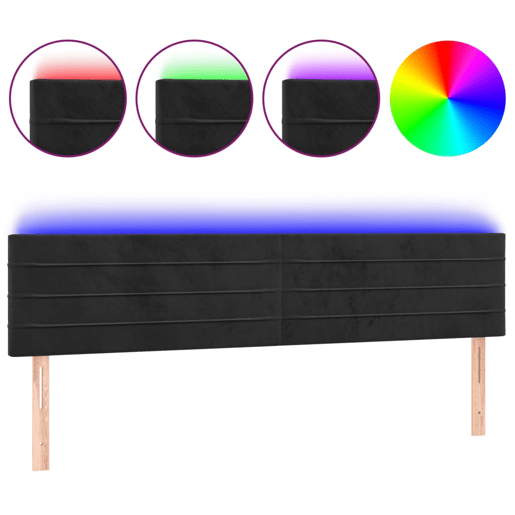 vidaXL Cabeceira de cama c luzes LED veludo 160x5x7888 cm preto vidaXL Cabeceira de cama c luzes LED veludo 160x5x7888 cm preto