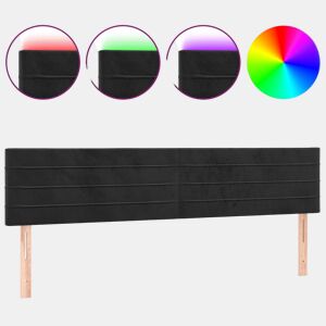 vidaXL Cabeceira de cama c luzes LED veludo 160x5x7888 cm preto