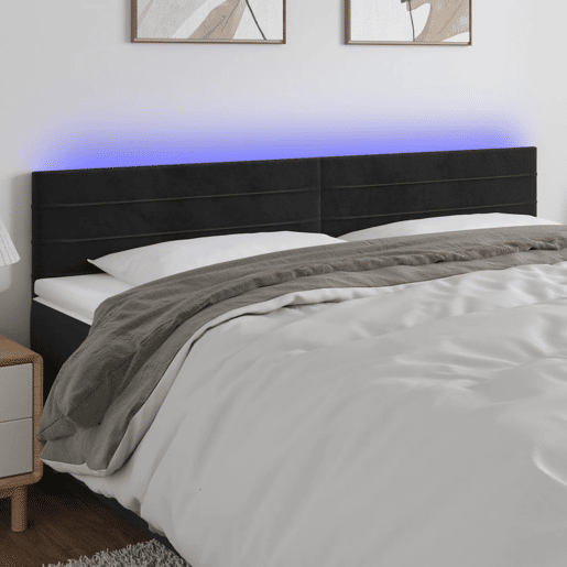 vidaXL Cabeceira de cama c luzes LED veludo 160x5x7888 cm preto vidaXL Cabeceira de cama c luzes LED veludo 160x5x7888 cm preto