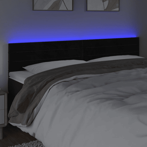 vidaXL Cabeceira de cama c luzes LED veludo 160x5x7888 cm preto vidaXL Cabeceira de cama c luzes LED veludo 160x5x7888 cm preto