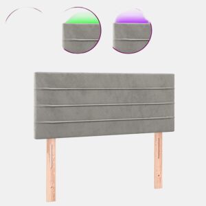 vidaXL Cabeceira de cama cluzes LED veludo 100x5x7888 cm cinza-claro