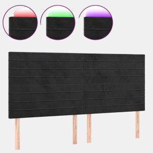 vidaXL Cabeceira de cama c luzes LED veludo 160x5x118128 cm preto