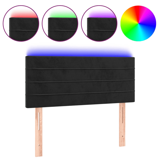 vidaXL Cabeceira de cama c luzes LED veludo 90x5x7888 cm preto vidaXL Cabeceira de cama c luzes LED veludo 90x5x7888 cm preto