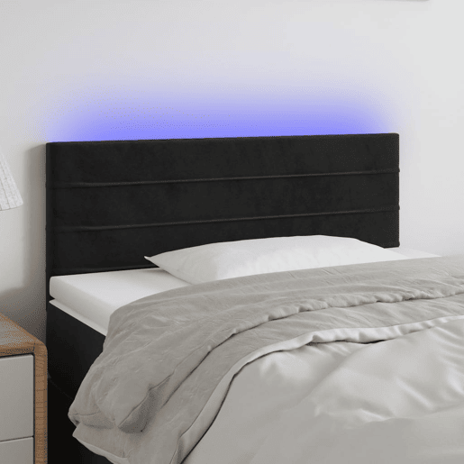 vidaXL Cabeceira de cama c luzes LED veludo 90x5x7888 cm preto vidaXL Cabeceira de cama c luzes LED veludo 90x5x7888 cm preto