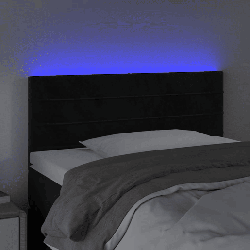vidaXL Cabeceira de cama c luzes LED veludo 90x5x7888 cm preto vidaXL Cabeceira de cama c luzes LED veludo 90x5x7888 cm preto