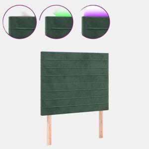 vidaXL Cabeceira de cama c LED veludo 100x5x118128 cm verde-escuro