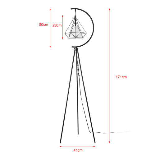 Candeeiro de pé metálico Austell 171 cm - PretoBranco lux.pro