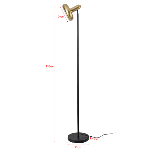 Candeeiro de pé Namsos 1x E27 60W metal 156xØ30 cm - PretoDourado lux.pro